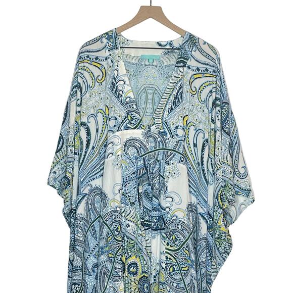 Melissa Odabash Gabriella Mirage Kaftan Maxi Dress One Size Blue Paisley Resort - Picture 4 of 9